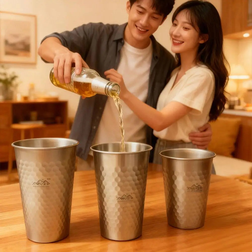 Titanium-Finish Camping Cup Set | 350–600ml Ultralight Drinkware
