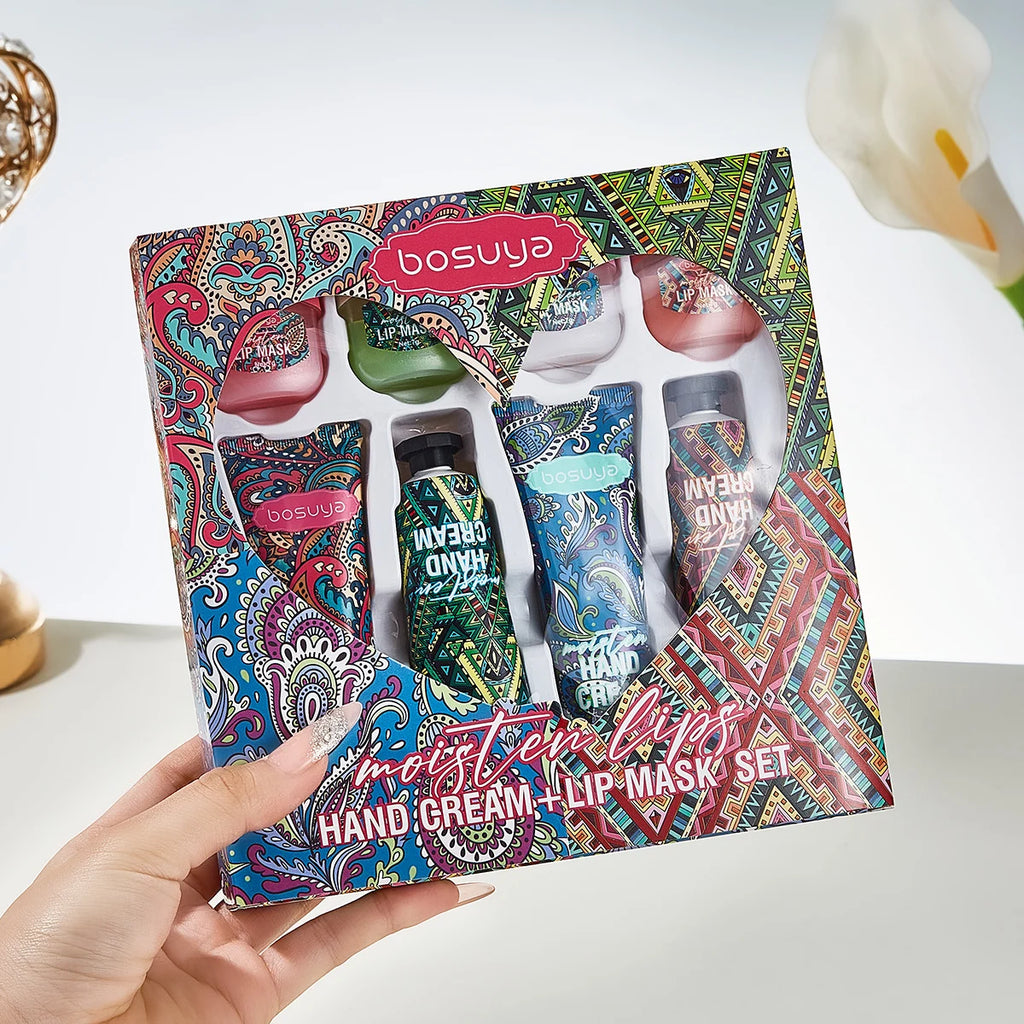 Bosuya 8-Pc Lip Mask & Hand Cream Set – Fruit Flavor Gift Lip & Hand Care Set Oasis Select 8pcs