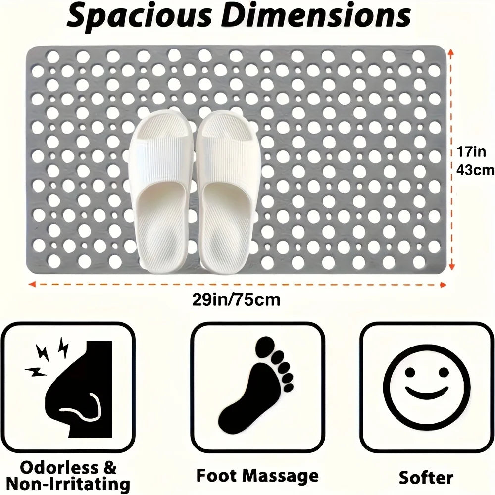 Non Slip Bath Mat & Shower Mat with Suction Cups & Drain Holes Soft Machine Washable Non Slip Bathtub mat Shower Mats for Inside Oasis Select
