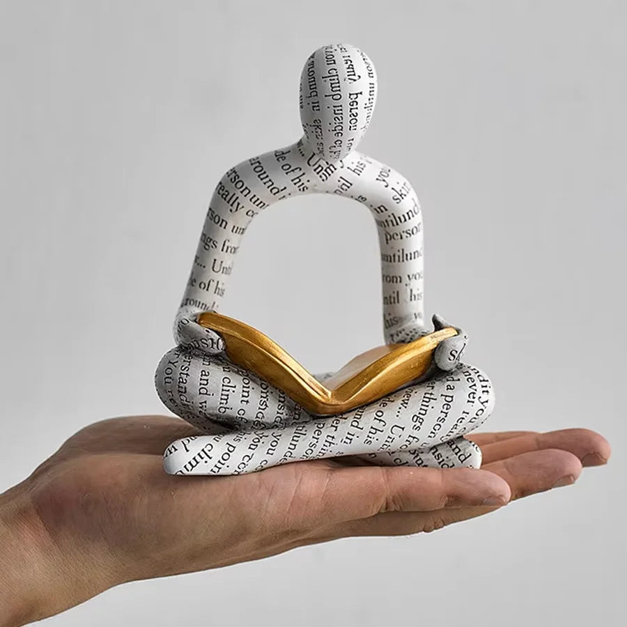 Reading Woman Statue Resin Abstract Thinker Desktop Sculptures Home Room Bedroom Figurine Livingroom Ornaments Decoration Oasis Select