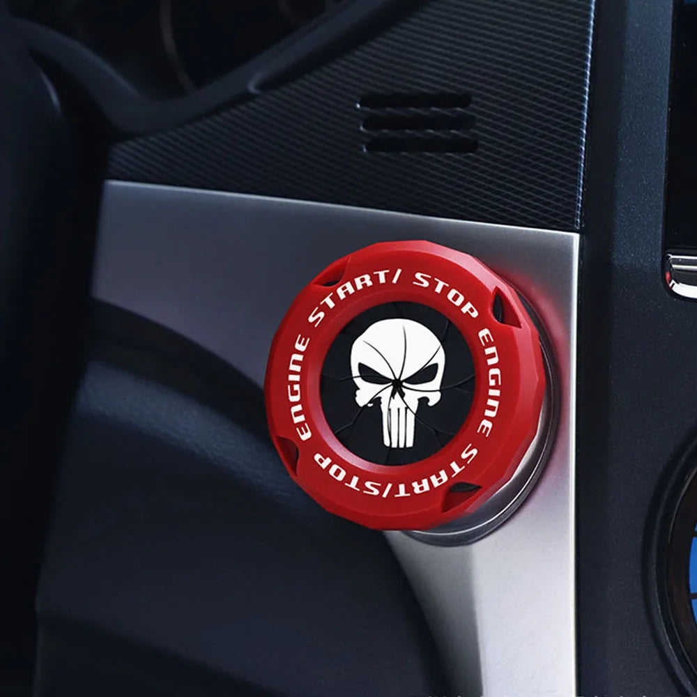 Skull One-touch Start Decorative Cover ABS Rotary Switch Protective Ignition Switch for Most Cars Oasis Select Red-black