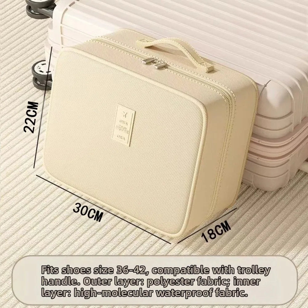 Upgraded Multi-layer Travel Shoe Bag Zipper Sturdy Sneakers Storage Bag Waterproof Portable Storage Box Store 4 Pairs of Shoes Oasis Select Beige