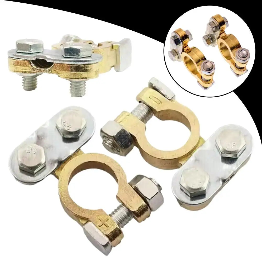 Brass Battery Terminal Connectors – Positive & Negative Pair