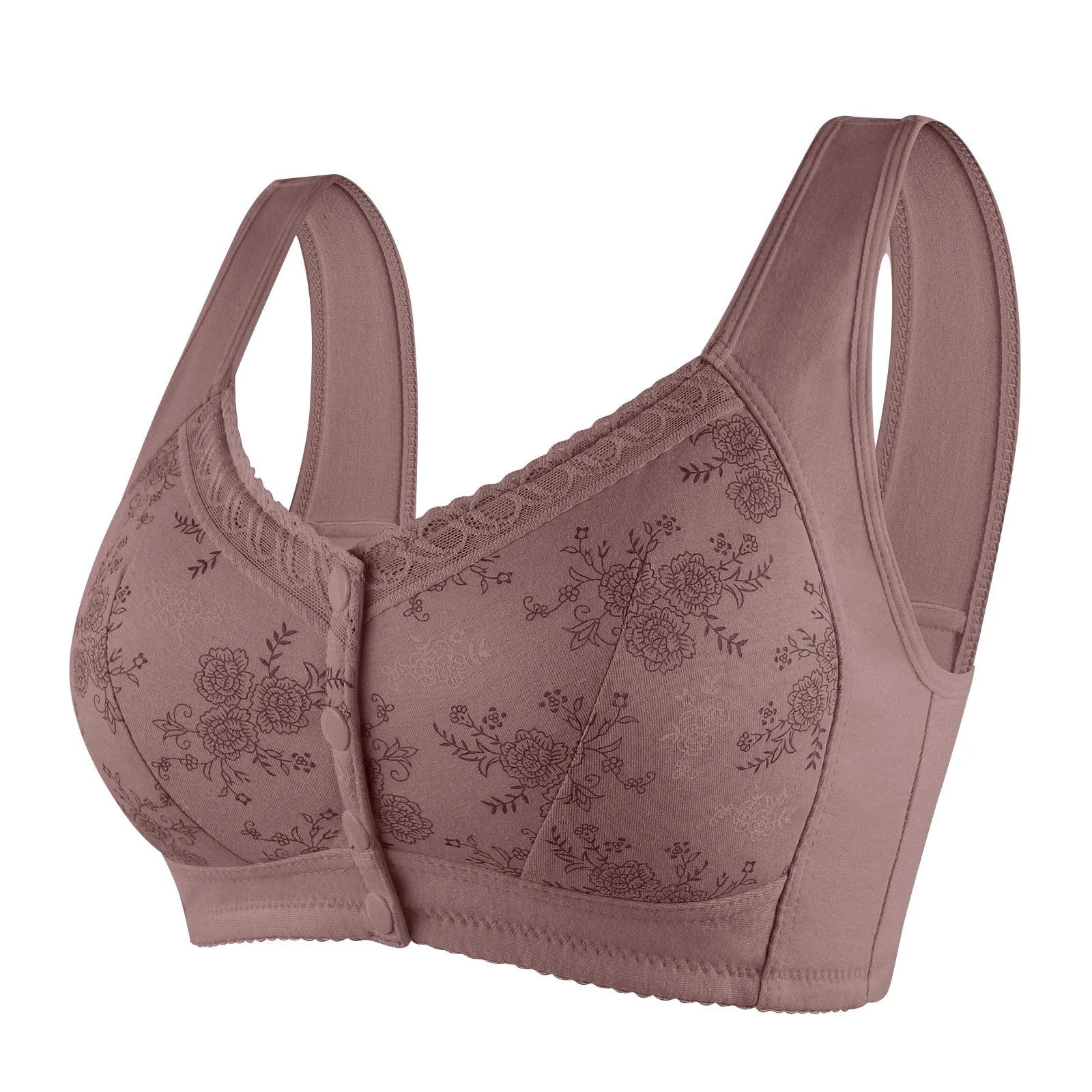 Mother Front Open Buckle Bra Underwear Brassiere Large Size Bra Without Steel Ring Thin Section Vest Type Mom breathable Brassie Oasis Select Purple 48