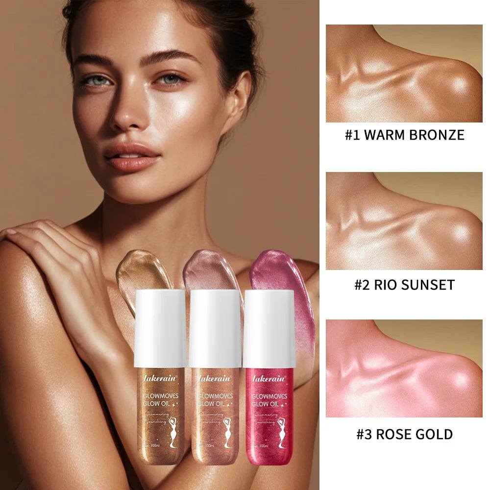 Lakerain Shimmer Glow Body Oil 100ml | Bronze, Non-Greasy Shimmer Body Oil Oasis Select
