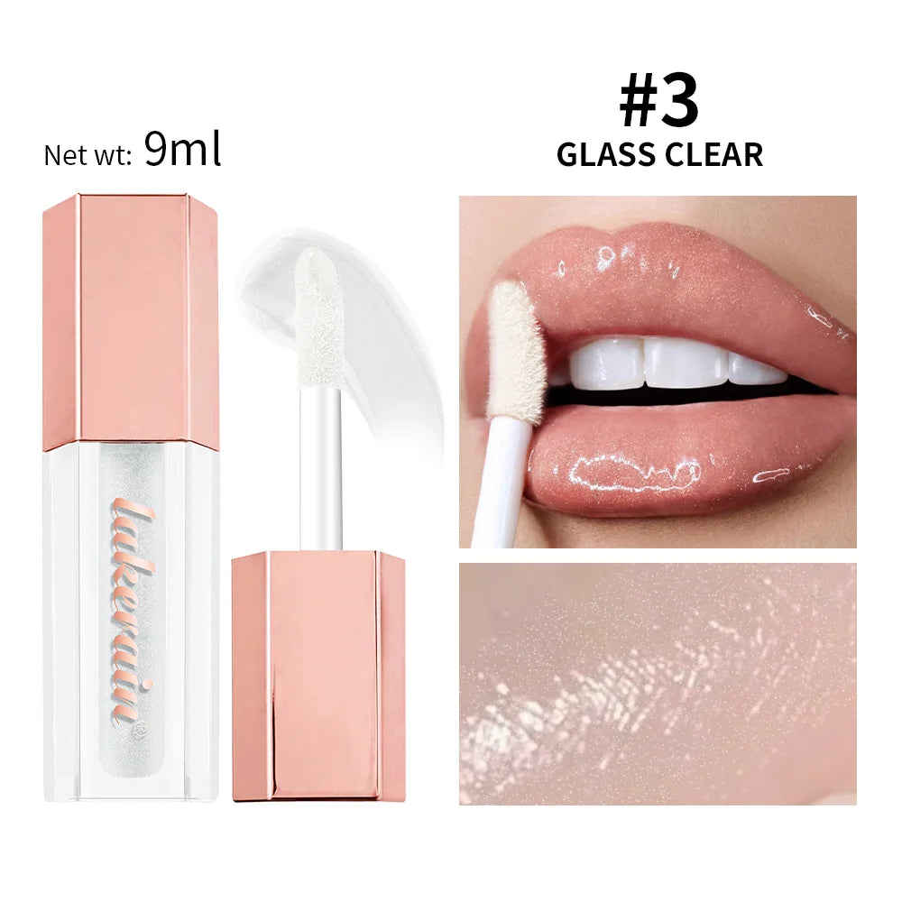 8-Color Liquid Light Glitter Lip Glaze Long-lasting Deep Moisturizing Lip Gloss Reduce Lips Lines Slight Shimmer Makeup Lip Oil Oasis Select 3glass clear