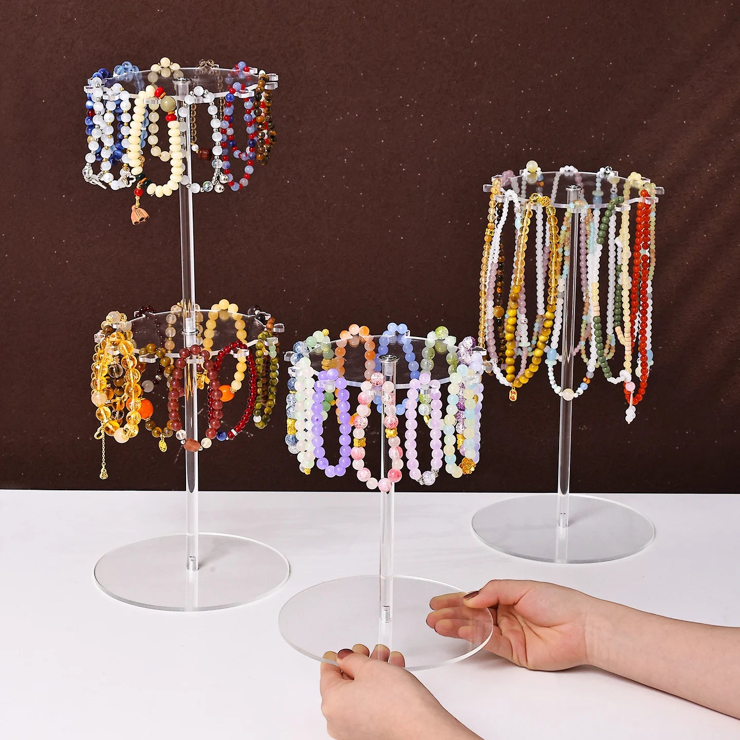 1pc acrylic transparent display stand for jewelry, suitable for dressing table tabletop bracelet anklet necklace storage rack Oasis Select