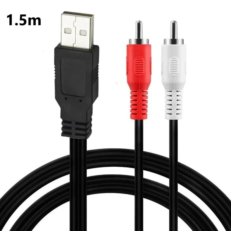  1.5m USB A Male To 2RCA Composite Sound Video Converter Cable Accessories For Streaming Media Camcorder To PC Sound Transfer Oasis Select
