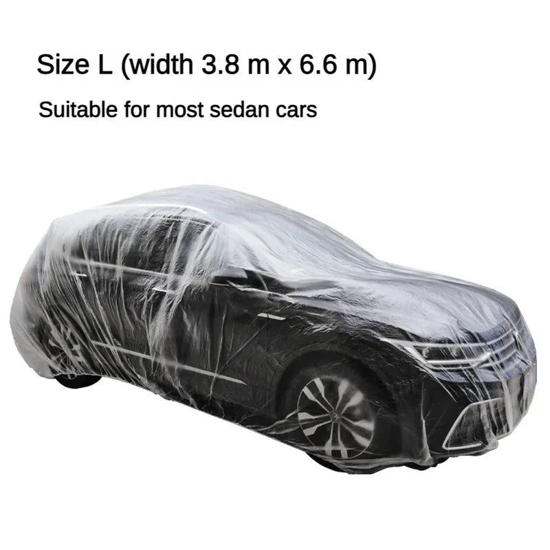1-10PCS Disposable Car Cover Transparent Car Cover Car Coat and Car Cover PE Film Rain Cover Disposable Car Cover Car Dust Cover Oasis Select Transparent-L 10PCS