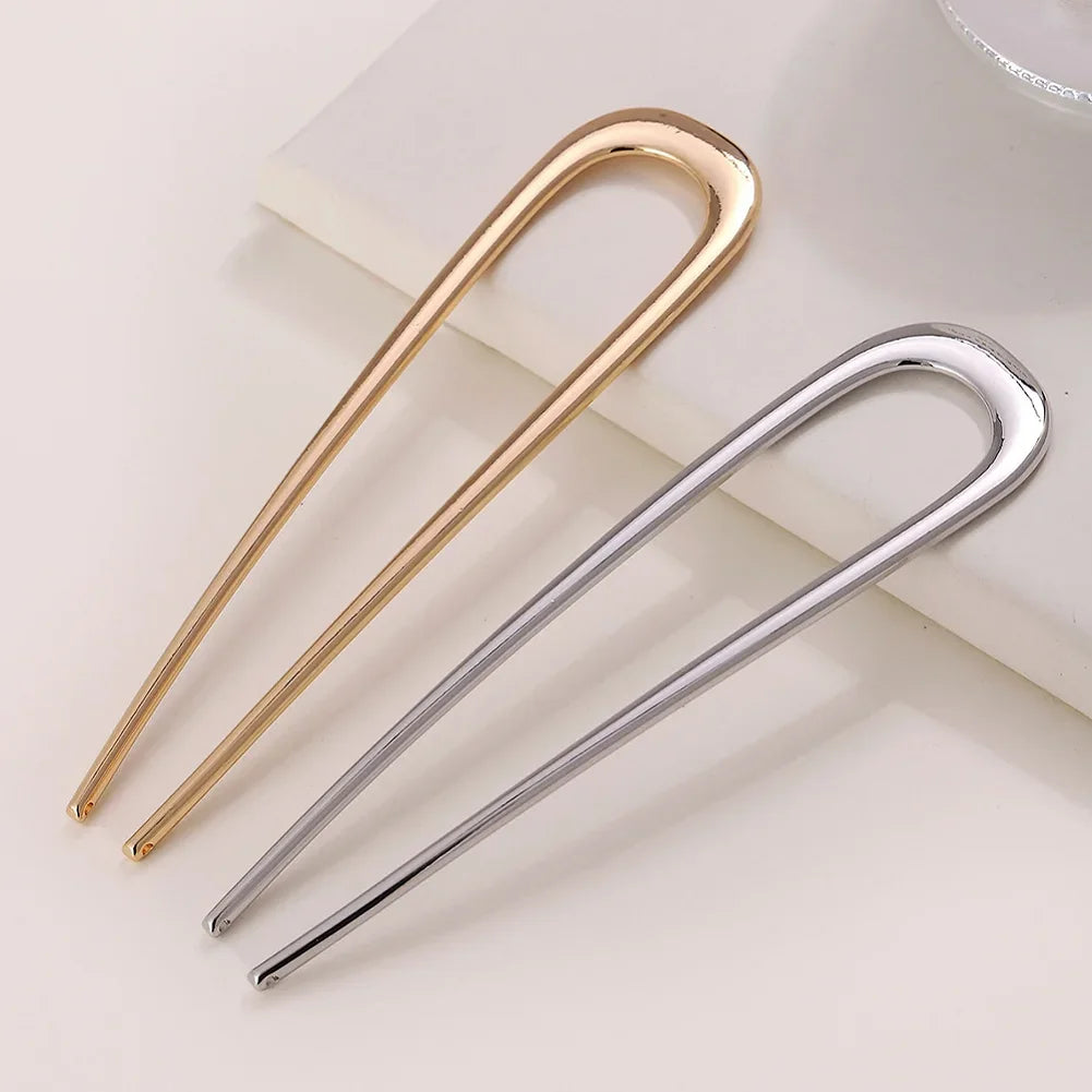 U-Shaped French Hair Pins – Colorful Metal Hair Sticks for Women