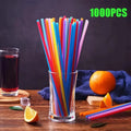Multicolor Drinking Straws Child Plastic Straws Multi-time Milk Tea Beverage Accessories Black Straw Wholesale Party Supplies Oasis Select 1000Pcs-Multicolor