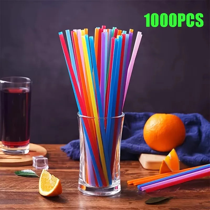 Multicolor Drinking Straws Child Plastic Straws Multi-time Milk Tea Beverage Accessories Black Straw Wholesale Party Supplies Oasis Select 1000Pcs-Multicolor