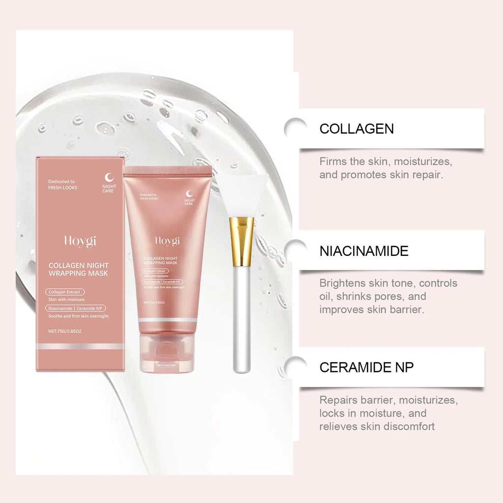 Collagen Peel Off Face Mask Pore Shrinking Hydrating Moisturizing Night Wrapping Mask Cream Firming Skin Peel-off Facial Mask Oasis Select