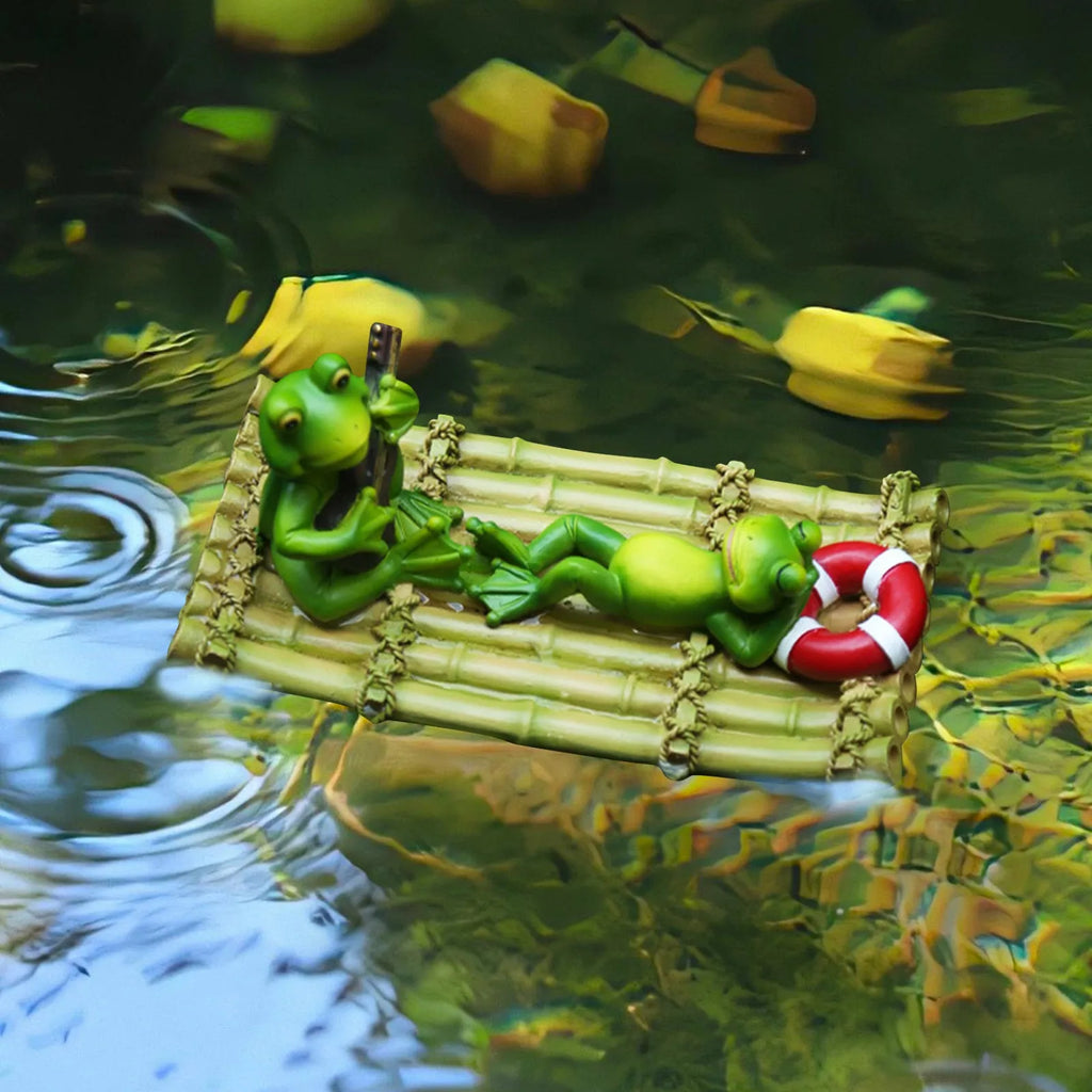 Resin Floating Frog Statue | Garden Pond & Home Decor Sculpture Garden Frog Sculpture Oasis Select