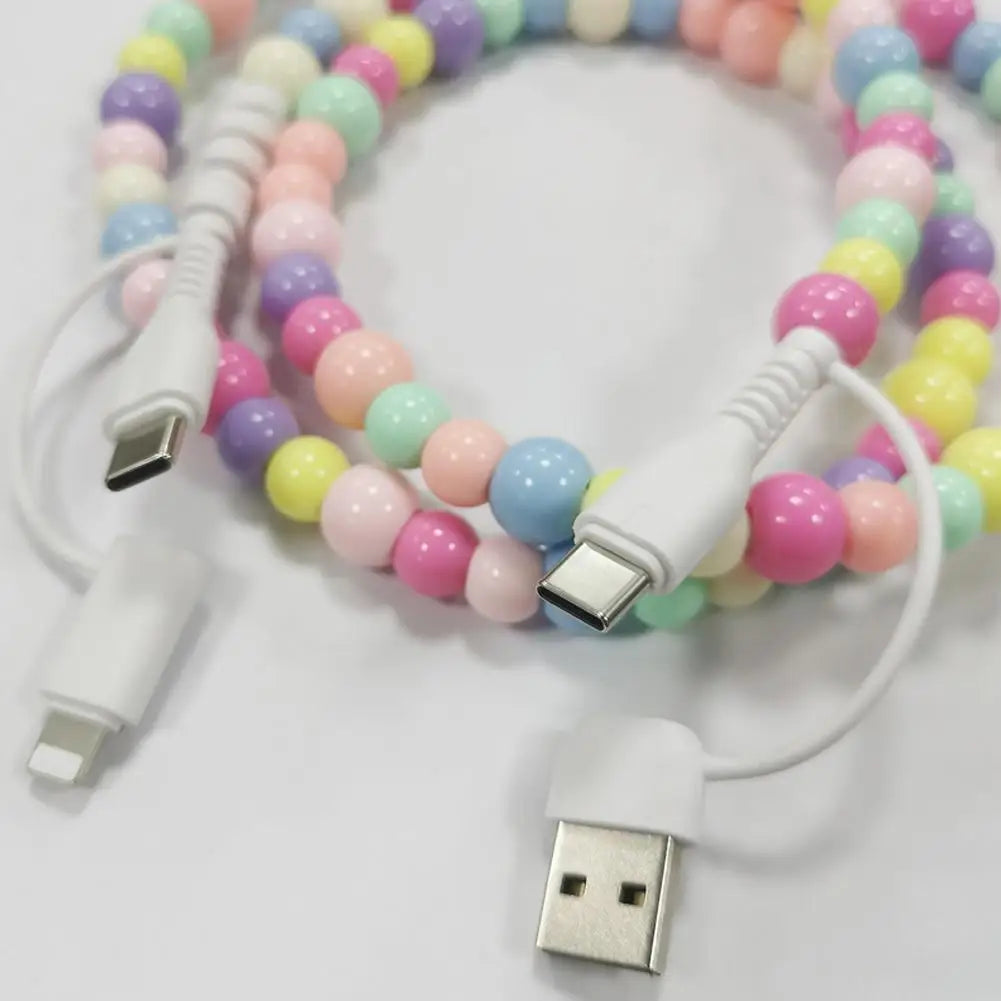 4-in-1 PD3.0 Beaded Charging Cable – USB-C & 8-Pin Fast Sync