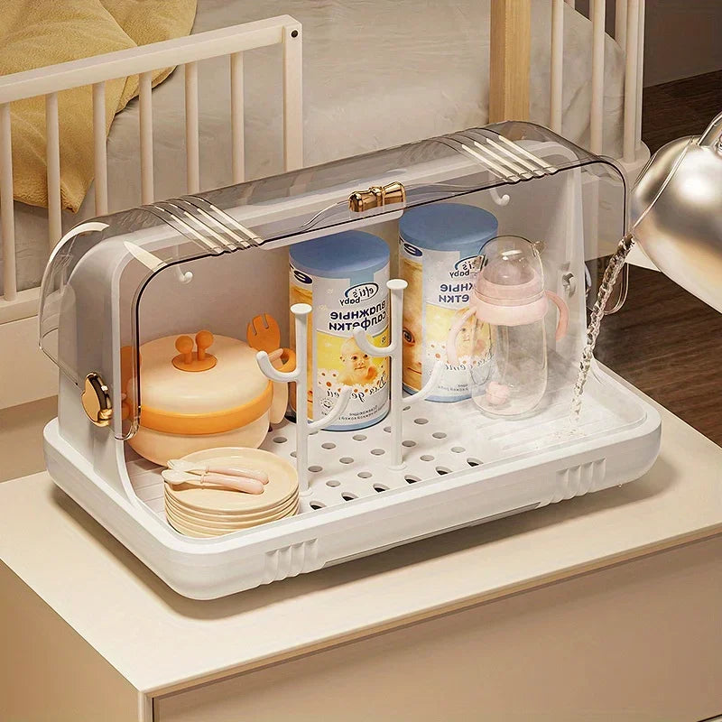 1 baby bottle storage box drain dust proof with lid baby tableware drying rack Water cup storage box (free drain rack) Oasis Select