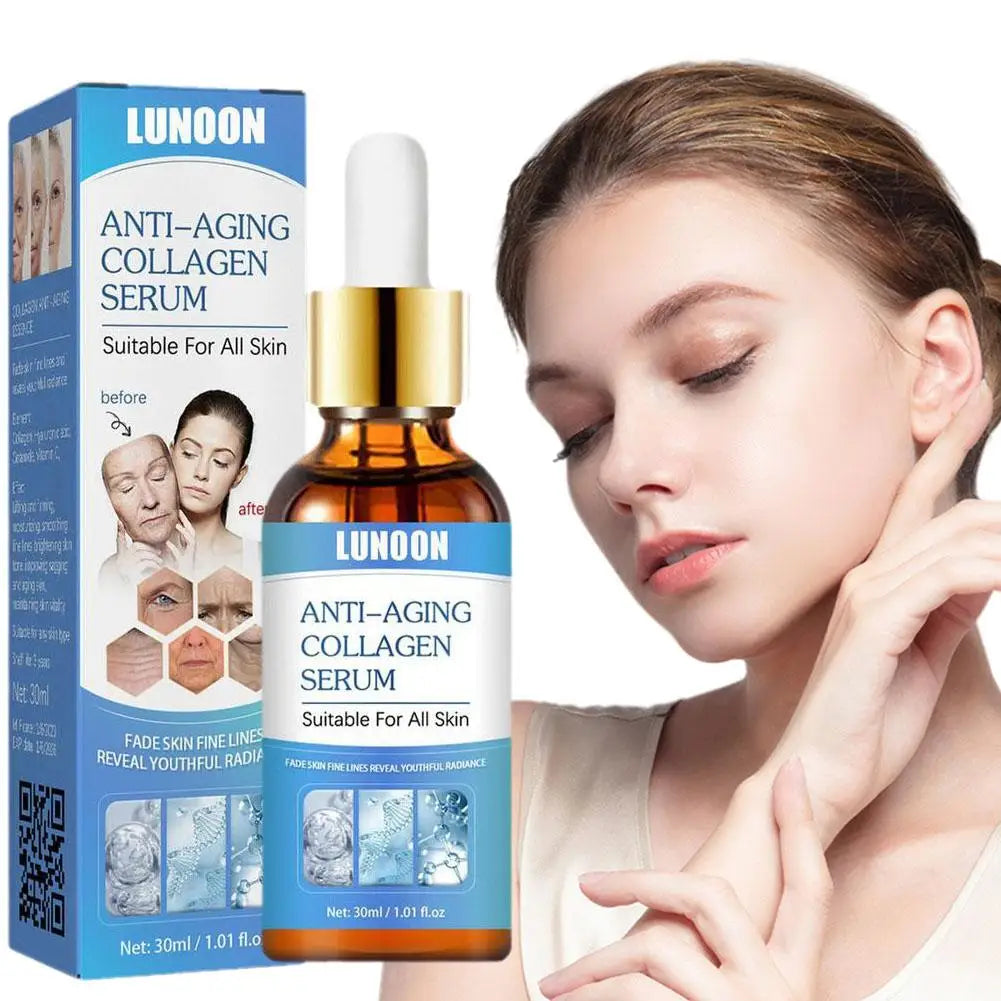 Collagen Face Whitening Serum Smooth Dry Skin Removal Wrinkles Moisturizing Fade Dark Spots Face Brighten Essence Skin Care 30ML Oasis Select