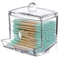 Acrylic Cotton Swab Holder with Bamboo Lid - Clear Cotton Swab Dispenser Bathroom Container Cotton Swab Canister Oasis Select D