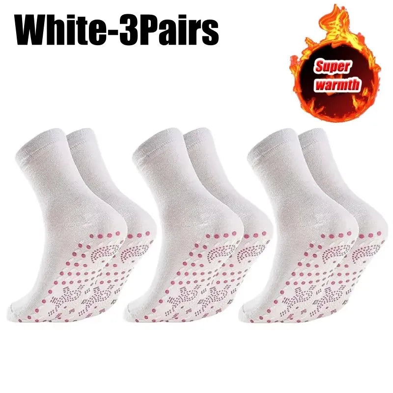 1-10pairs Unisex Self Heated Health Care Warm Socks Tourmaline Magnetic Therapy Foot Sox Relief Pression Sports Thermal Sock Oasis Select 3pair-white One Size