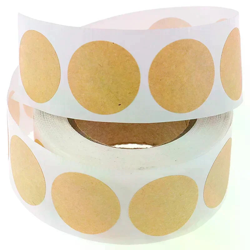 2.5cm 500PCs/Roll Kraft Round Stickers Self-adhesive Label Paper Sticker Classification Name Personalized Labels Stickers Oasis Select