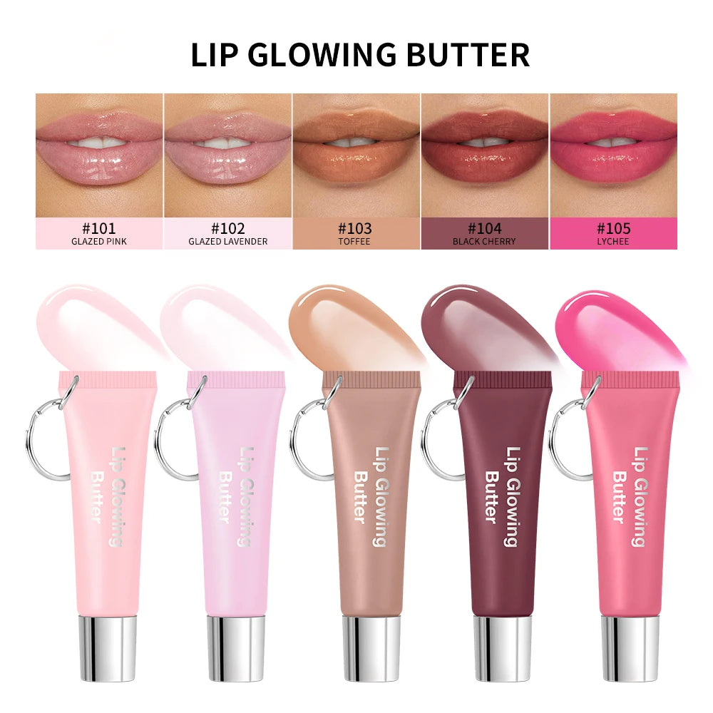 Lips Glosses Keychain 2in1 Design Long Lasting Moisturizing Pink Nourish Lipstick Glowing Butter Makeup Care Shine Cosmetics Oasis Select