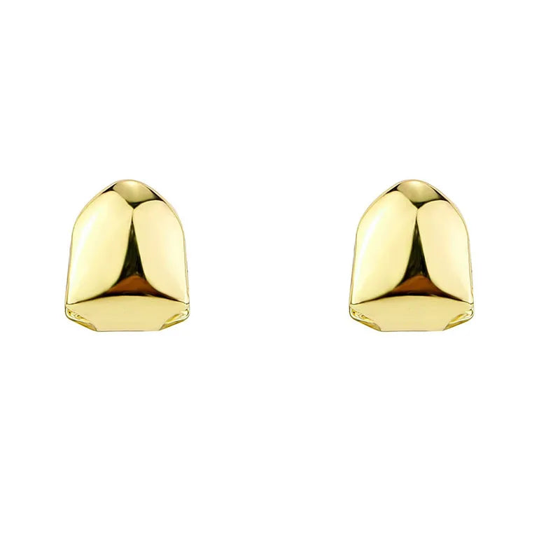 1/2/3/4pcs Fashion Gold Color Small Single Tooth Cap Grills Hip Hop Style Teeth Grill Golden Dental Braces Teeth Makeup Tools Oasis Select 2pcs Gold