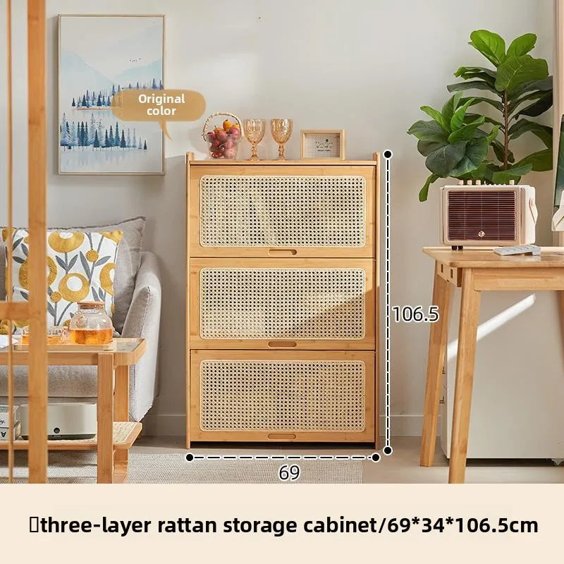 Bookshelf storage rack floor-to-ceiling living room bookcase household rattan storage cabinet bedroom acrylic display cabinet Oasis Select 3 layer B
