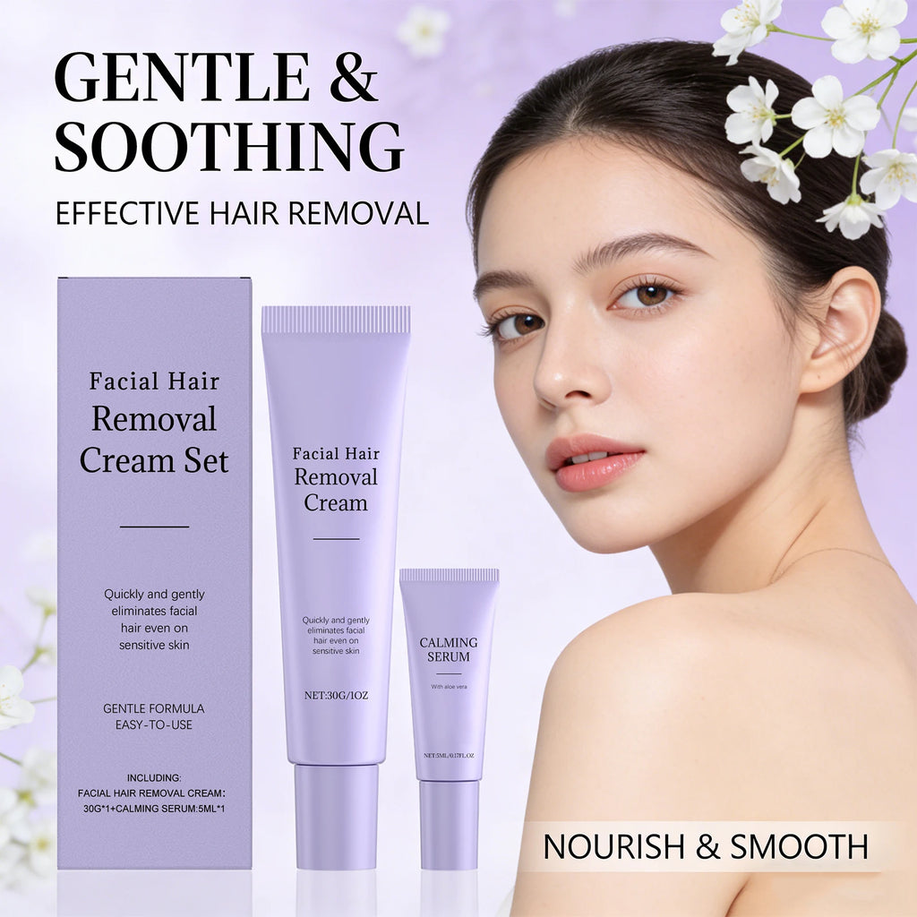 Facial Hair Removal Cream Set Painless Hair Removal Gentle and Non-irritating Remove Mustache Smoothing Moisturizing Face Care Oasis Select