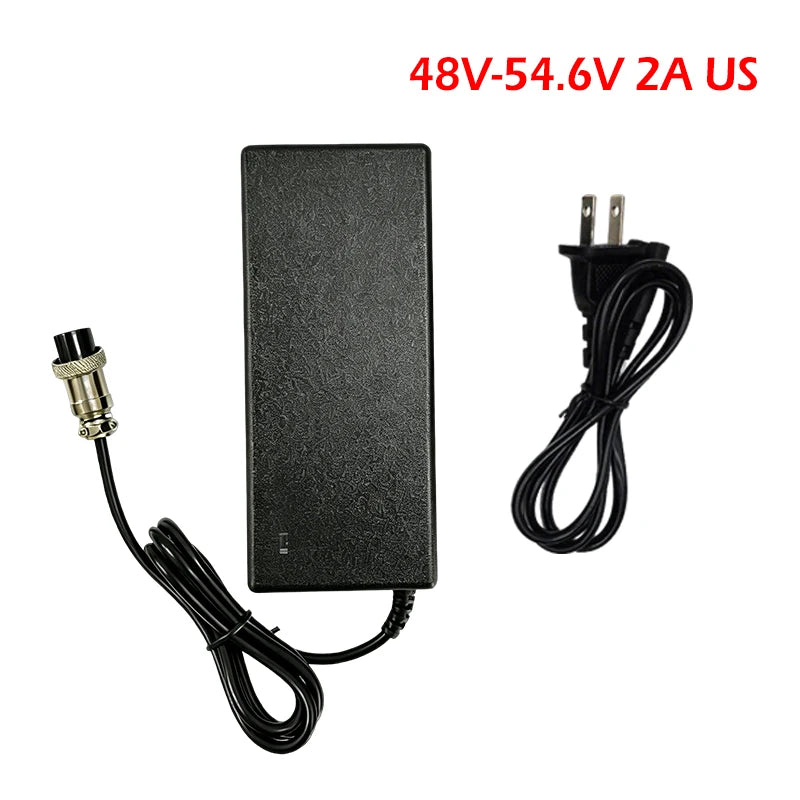 48V 54.6V 2A Lithium Battery Charger With 12mm-3pin Connector For Kugoo M4/M4 Pro,Smartgyro Speedway, Urbetter,Hitway H5/H5 Pro Oasis Select 48V 54.6V 2A US