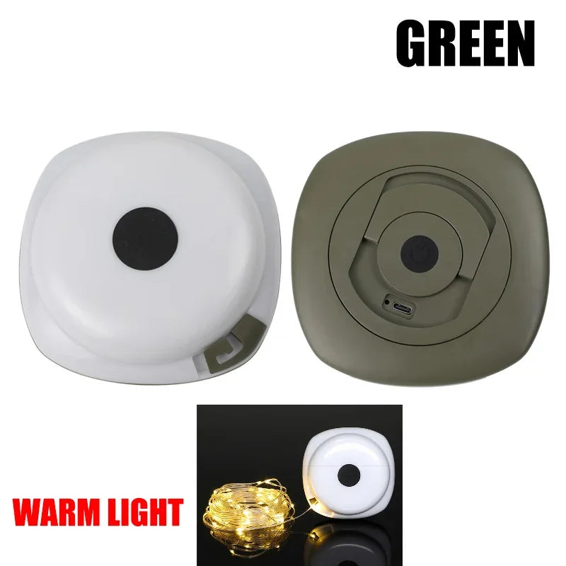 Camping String Lights,33Ft Light with Lanterns (2 in 1 Design),Camping Lights 2000mAh,IPX6 Waterproof,Rechargeable Flashlights Oasis Select CH515OK green warm