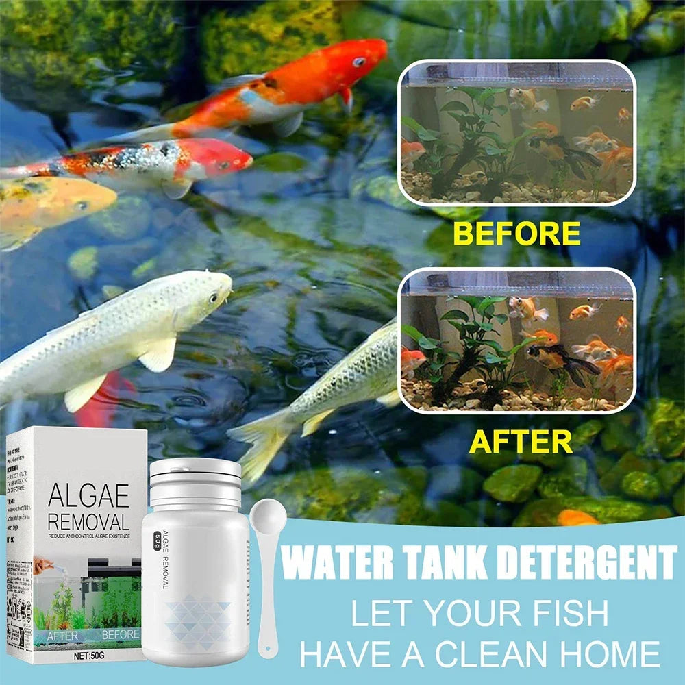 50g Aquarium Moss Remover Fish Tank Water Purification Algae Removal Cleaning Powder Fish Tank Cleaner Tools With Spoon Oasis Select