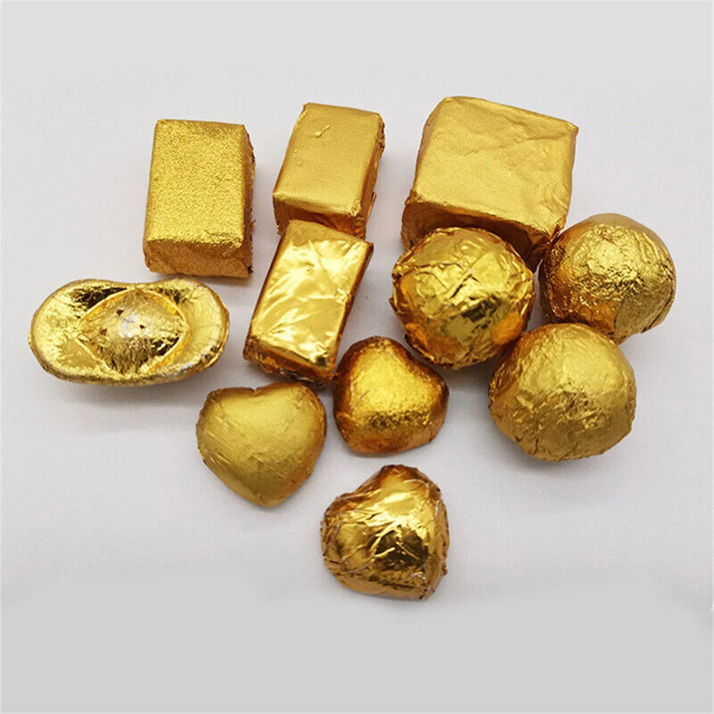 100Pcs 8x8CM DIY Food Aluminum Foils Wrapping Paper Sheets Packaging For Chocolate Candy Wedding Party Birthday Gift Decoration Oasis Select