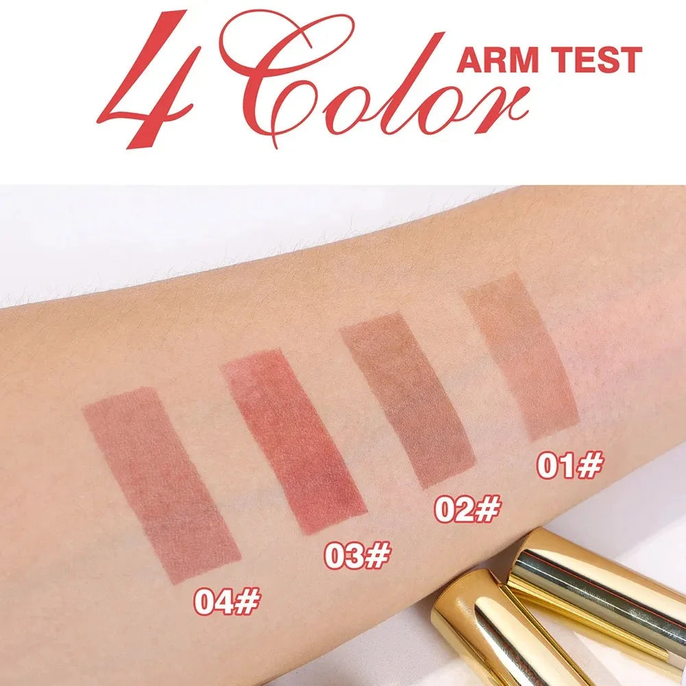 Lip Stain Liquid Lipstick, 4 Colors Dual-use Matte Base & Metallic Gold Flake Top Coat, Long Lasting Shimmer Lip Makeup Oasis Select