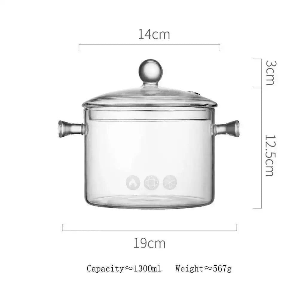 Glass Saucepan Stove Pot Transparent Borosilicate Glass Cooking Pot Stockpot Heat Resistant Boil Water Noodles Bowl Soup Cooker Oasis Select