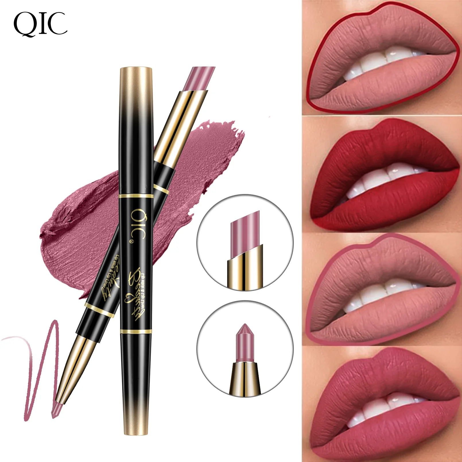 QIC Matte Velvet Lip Liner Pencil – Long-Lasting Contour