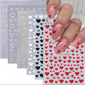3-Sheet Heart Nail Stickers – Self-Adhesive Nail Decals