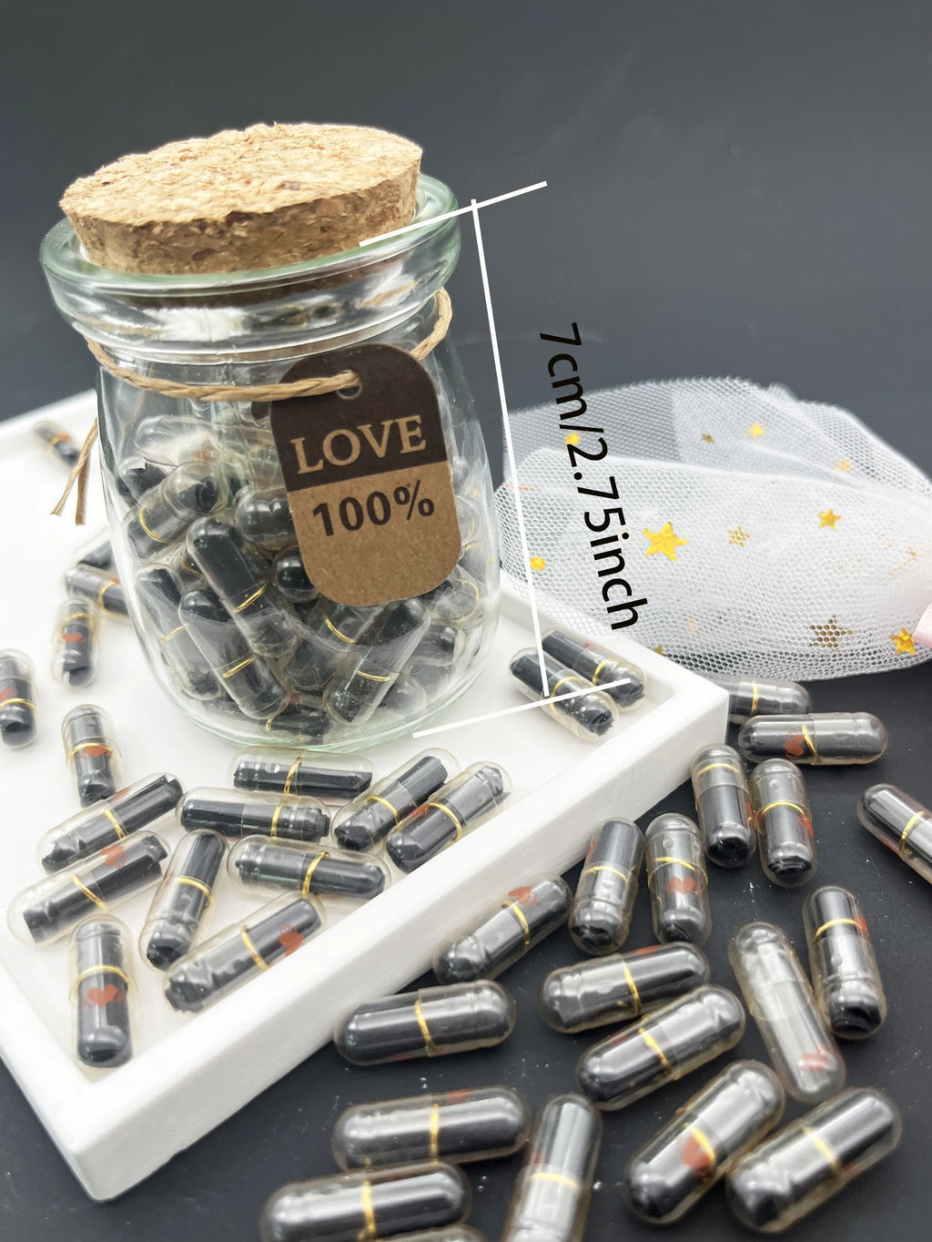 50pcs/Bottle Message Capsule Love Pills Rolled Paper Blank Notes Clear Wishing Bottle Capsule Pills Party Favorite Birthday Oasis Select color 1