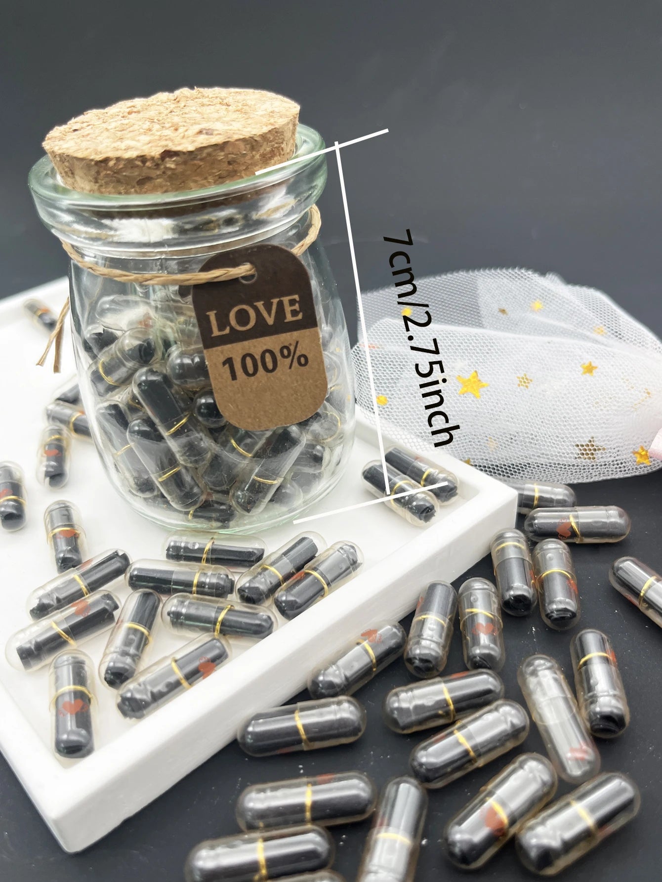 50pcs/Bottle Message Capsule Love Pills Rolled Paper Blank Notes Clear Wishing Bottle Capsule Pills Party Favorite Birthday Oasis Select color 1