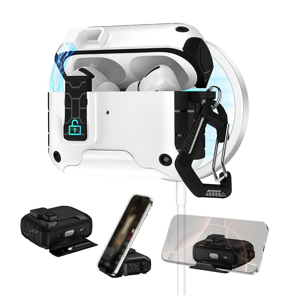 Magnetic Automatic Lock For AirPods Pro 3 Case Compatible with Magsafe with Phone Stand & Cleaner Kit Case For AirPods Pro 3 Gen Oasis Select