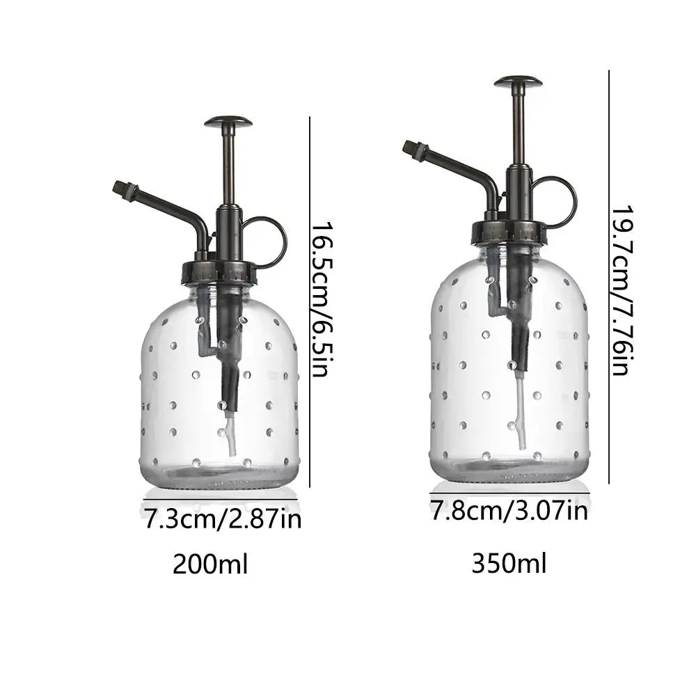 Push-type Glass Spray Bottle Rain Drop Hand Pressure Garden Watering Can Leak-proof Non-slip Bottom Clear Flower Sprayer Oasis Select