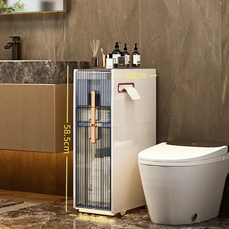 Multi-functional Toilet narrow slot storage cabinet crevice trolley toilet gap bathroom floor toilet narrow side locker Oasis Select 18.5cm-3