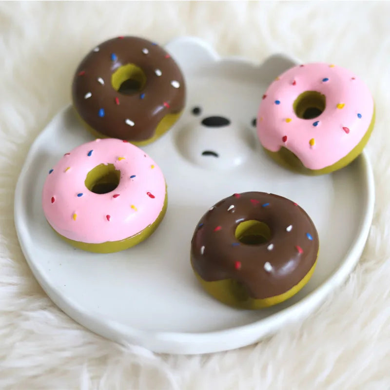 DIY Donut Dog Chew Toy Simulation Donuts Grinding Cleaning Tooth Funny Sound Interactive Toys for Small Medium Dogs Accessories Oasis Select