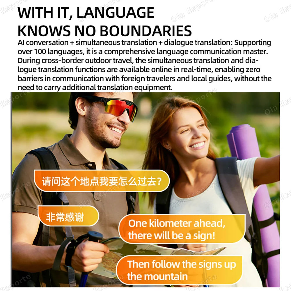 AI Smart Glasses 8MP Camera Bluetooth Translation | Ola Esporte