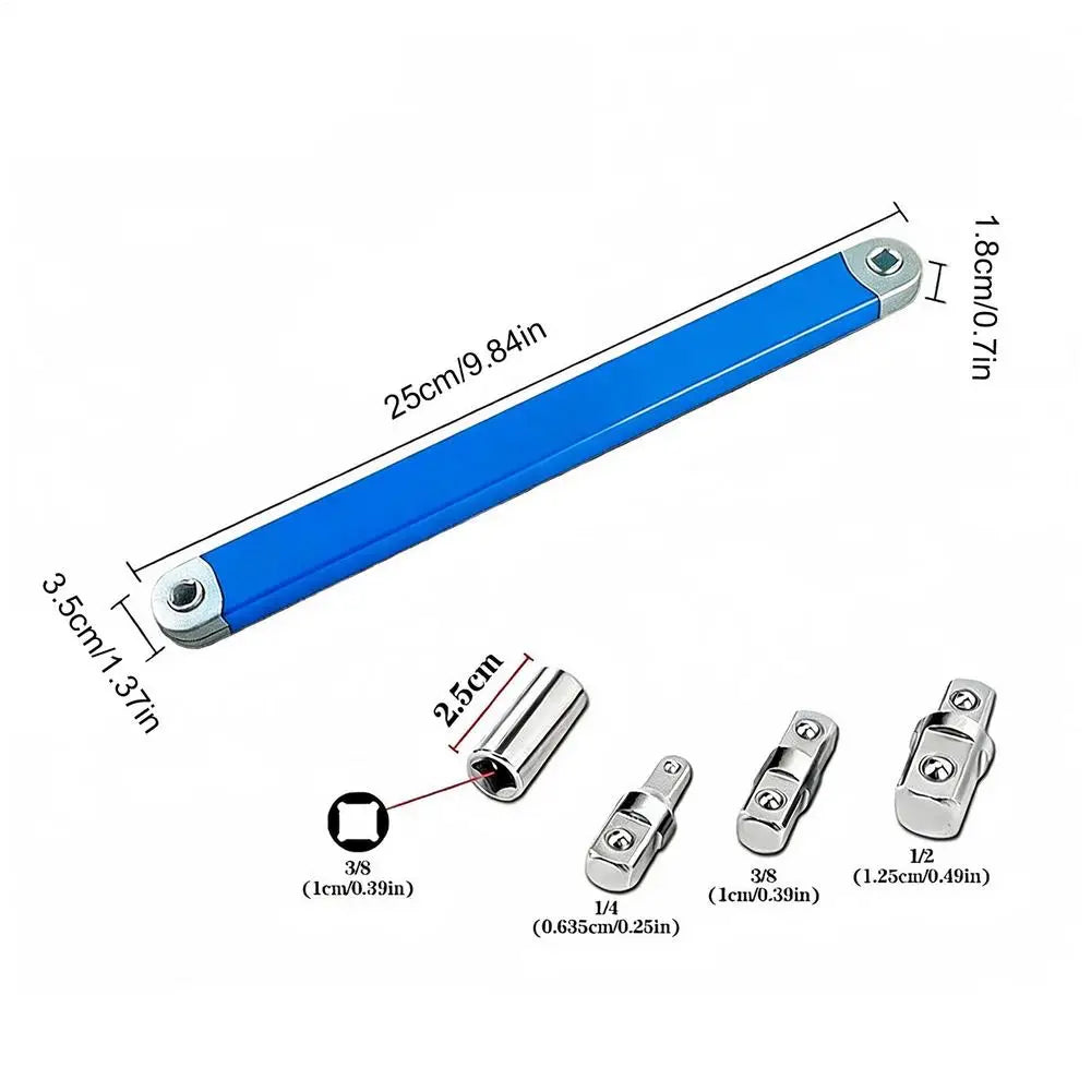 heavy-duty extension wrench 3/8 Inch impact-resistant design with 4 adapters  Adjustable Ratchet Extension Wrench Auto Repair