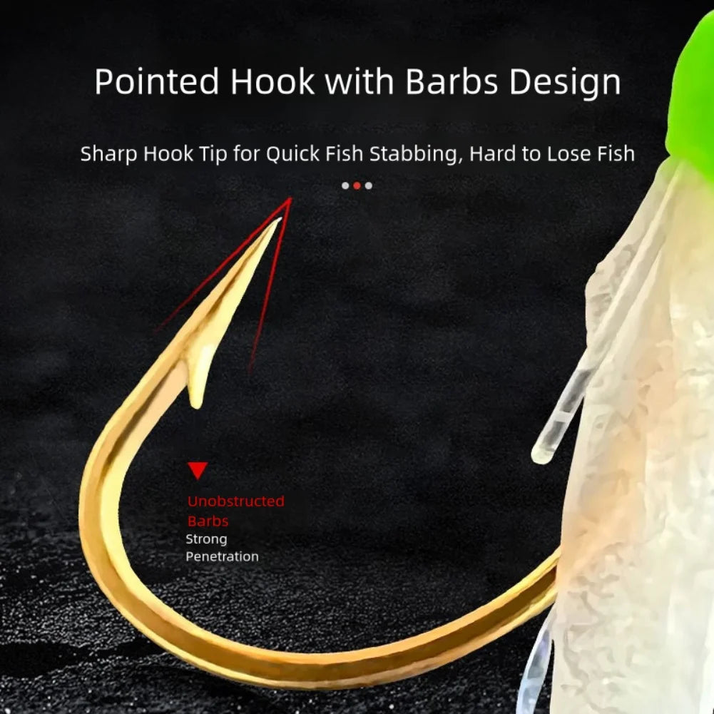 Fishing Rigs 6pcs with Biomimetic Velvet Mackerel Feathers and Luminous Hooks for Bass Cod Freshwater For Sabiki Fishing Oasis Select