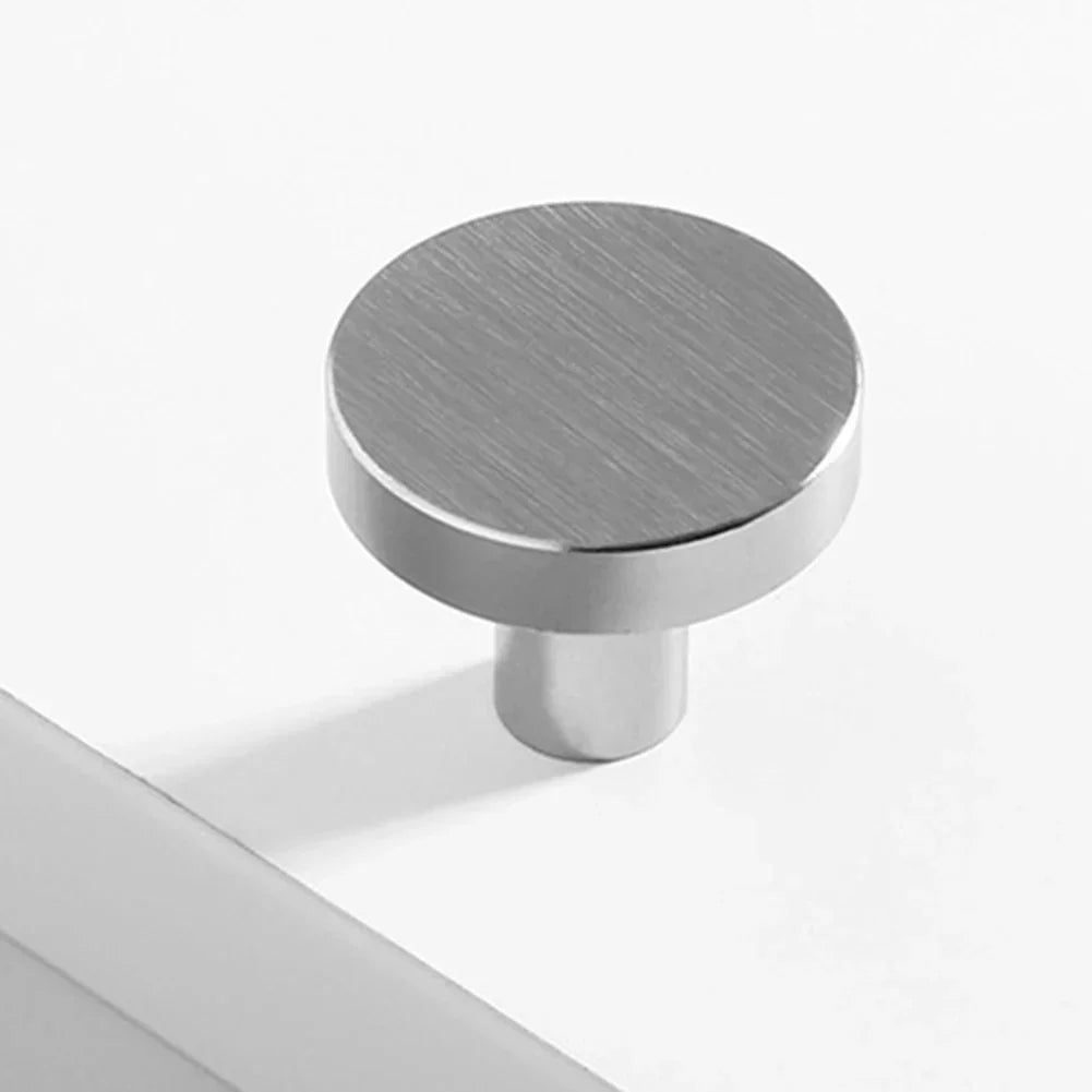 Contemporary Round Single Hole Cabinet and Drawer Handle in Space Aluminum Designed for Minimalist and Functional Furniture Use Oasis Select
