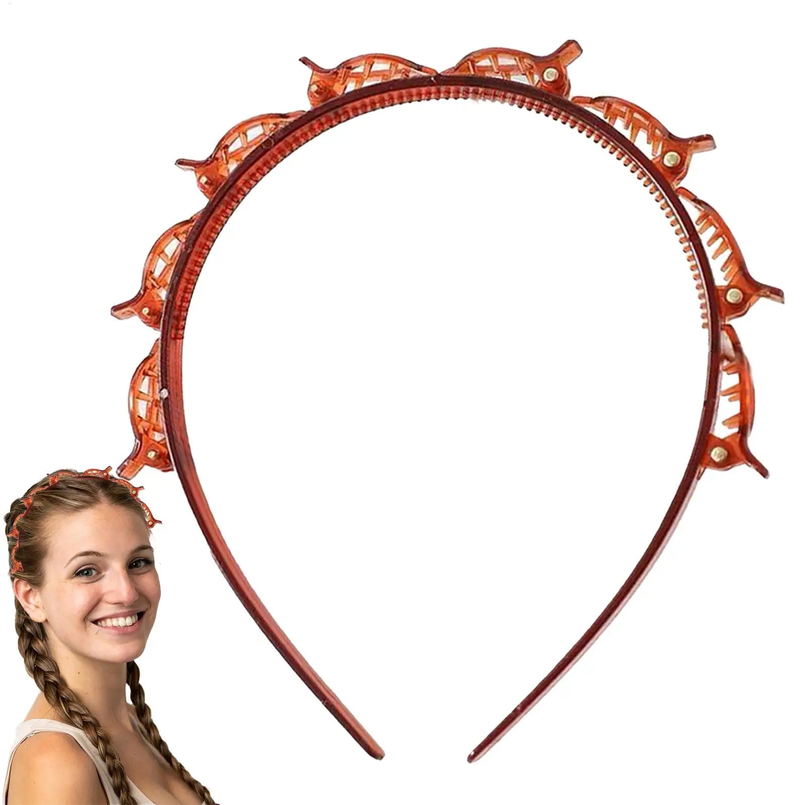 Headband with Clips Hairstyle Hair Clips Hairpin Head Hoop Twist Plait Clip Front Hairclips Hair Hoop Women Headband Headwear Oasis Select