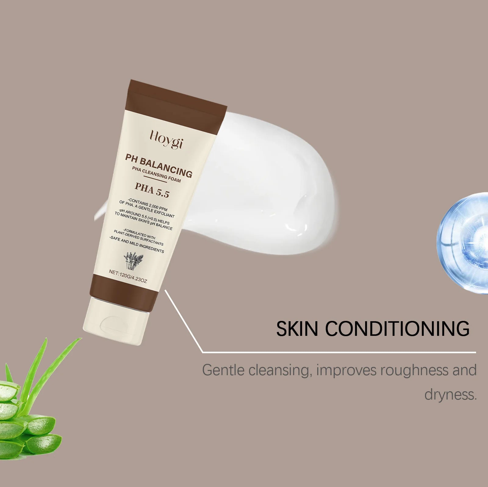 Hydrating Cleansing Foam, Gentle Face Wash with Aloe & Mint for Sensitive Skin, Refreshing Non-Drying Formula Oasis Select