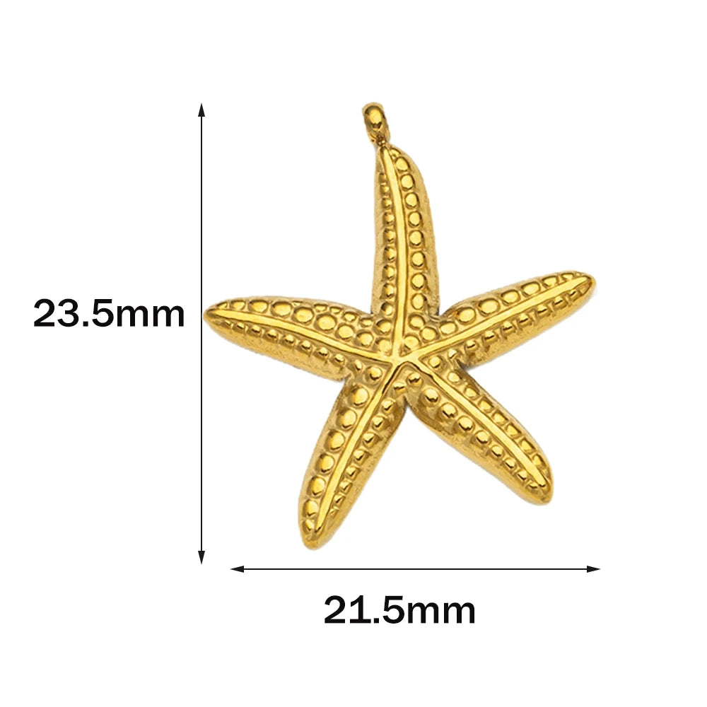 Stainless Steel Summer Beach Charms Starfish Seashell Conch Pendants