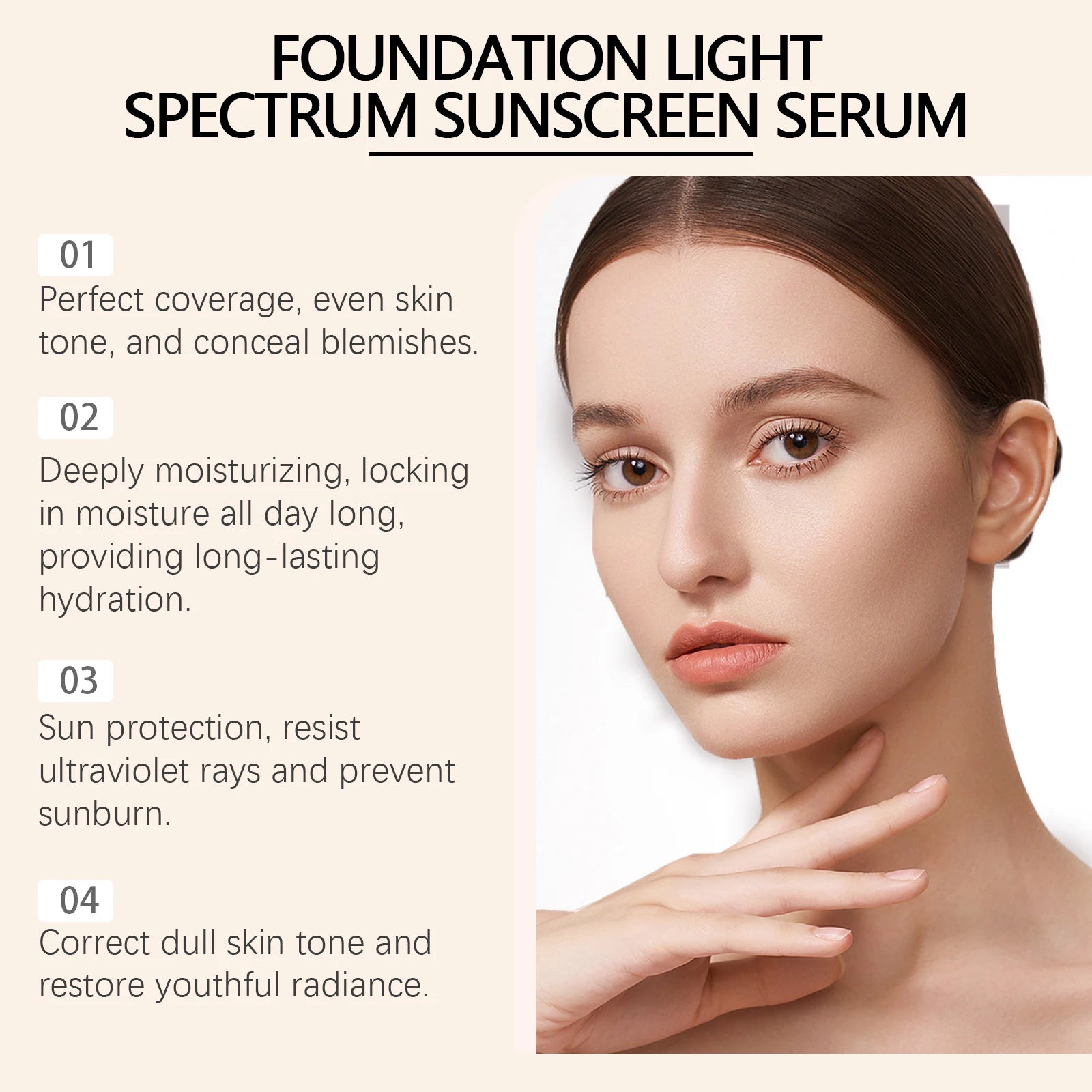 Color Changing Foundation Light Spectrum Sunscreen Serum SPF 50 Concealer Full Coverage Moisturizing Face Makeup Base Cosmetics Oasis Select